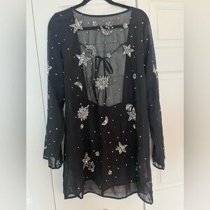 Nasty Gal Embellished Celestial Open Back Mini Dress